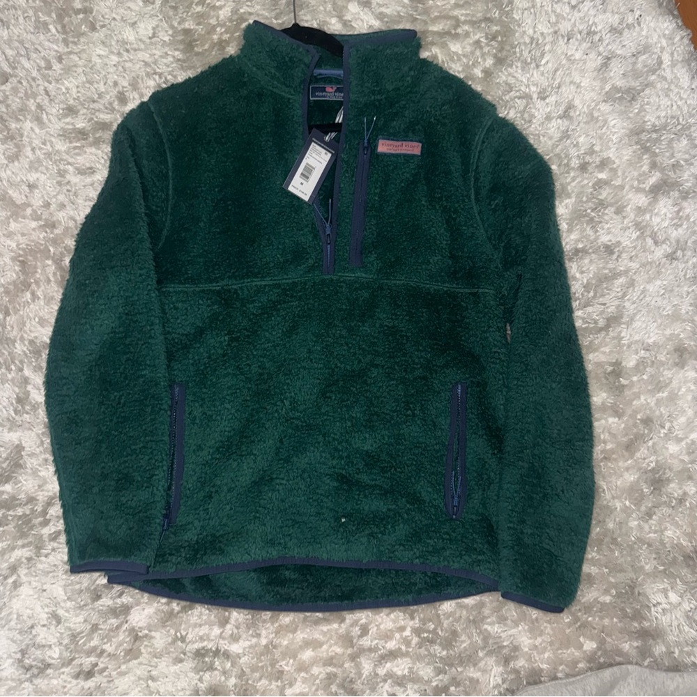 Vineyard Vines Forest Green Kids Fleece Pullover
